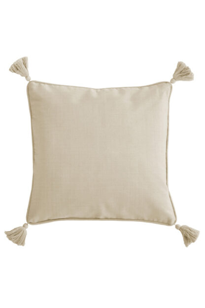 VALLSUND Beige kuddfodral med toffsar